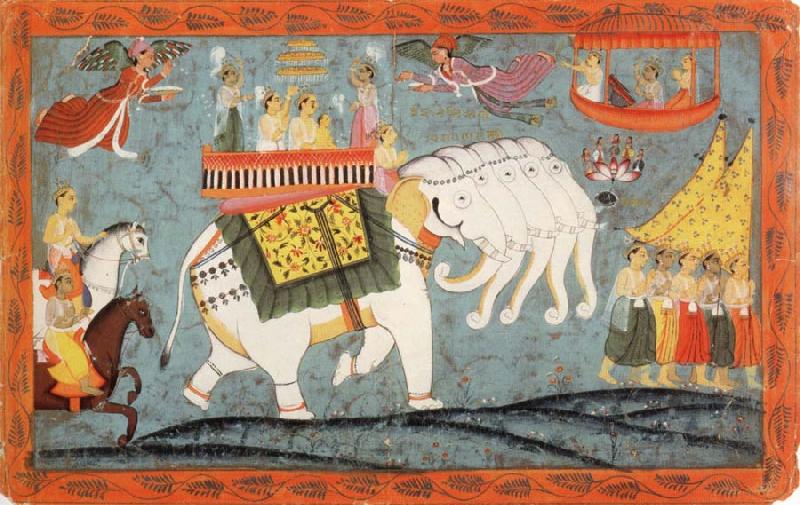 unknow artist Celestial Procession with Indra Riding His Elephant oil painting image